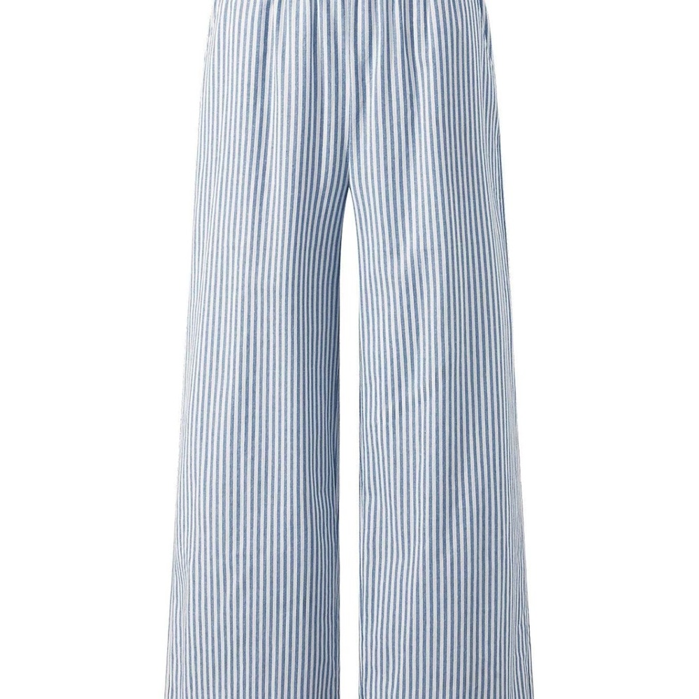 Striped Blue Women's Wide-Leg Pants